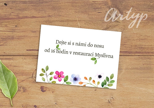 pozvánka ke svatebnímu stolu - herbář artyp