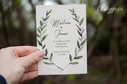 Artyp svatební oznámení olivové listy