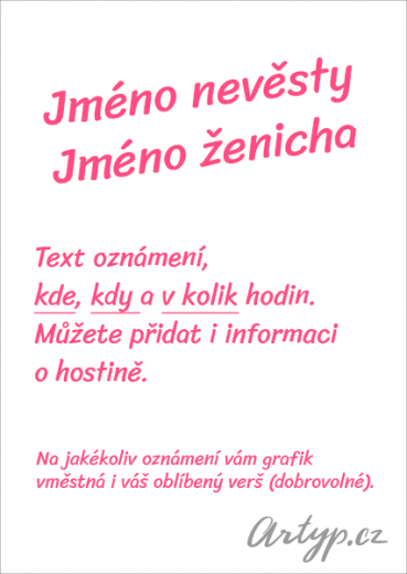 rozvržení textu svatebního oznámení